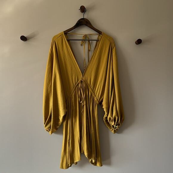 FREE PEOPLE ARZEL MINI DRESS SIZE XS GOLD - Picture 1 of 11